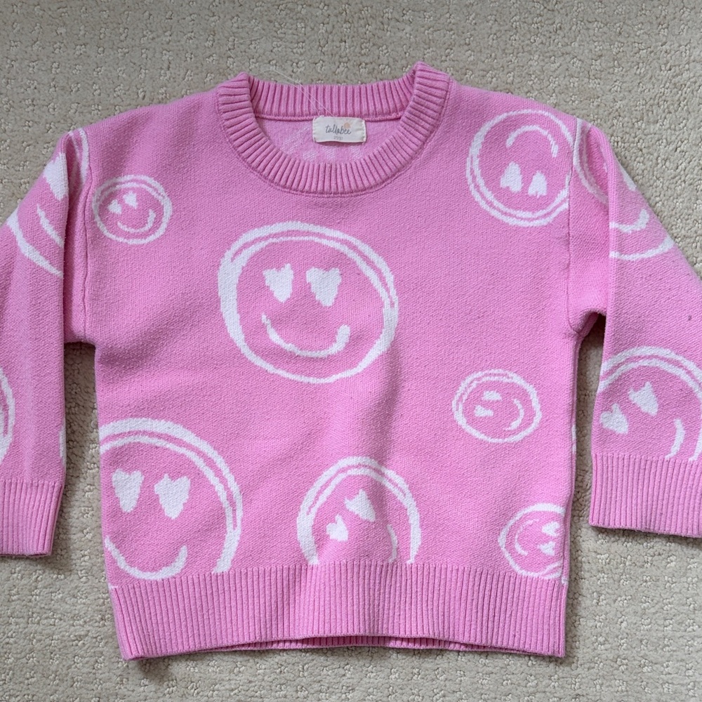 Pink Smiley Knit Sweater